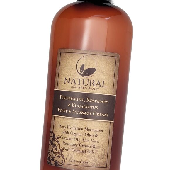 Natural Escapes Body Peppermint, Rosemary & Eucalyptus Massage & Foot Cream 8 oz - Picture 2 of 4